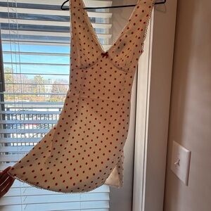 Runaway Cream Dress with Red Polka Dots